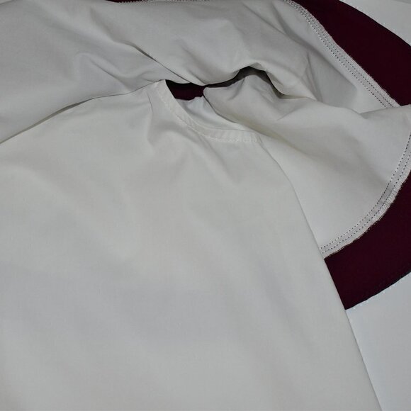 Sugar + Lips Amy Beaufort Linen Co. Off The Shoulder Top White Maroon Si… - Picture 10 of 12